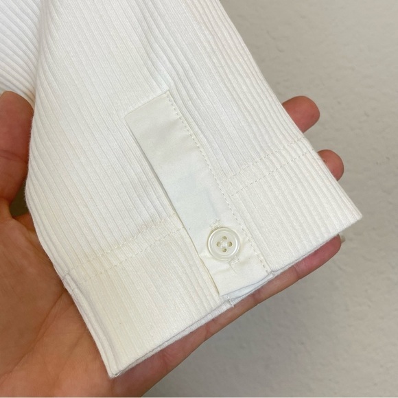 J. Crew Ivory Ribbed Henley Slim Blouse Size Small - Picture 7 of 10